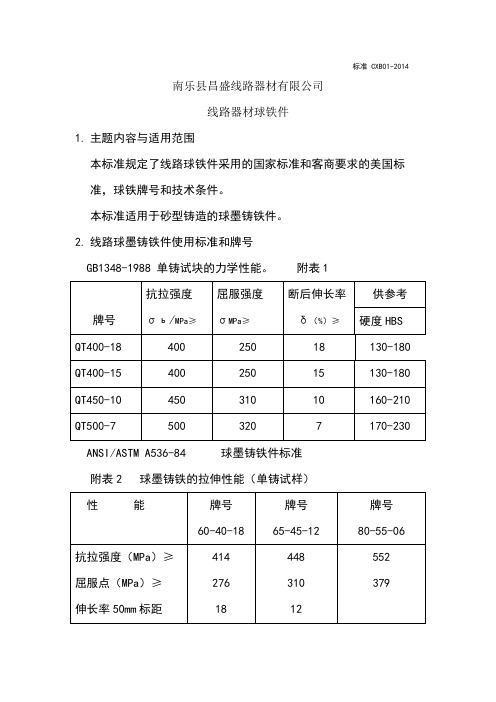 球墨铸铁标准