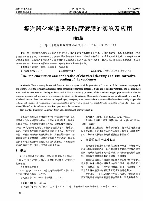 凝汽器化学清洗及防腐镀膜的实施及应用