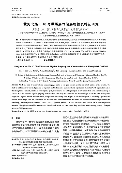 黄河北煤田10号煤煤层气储层物性及特征研究