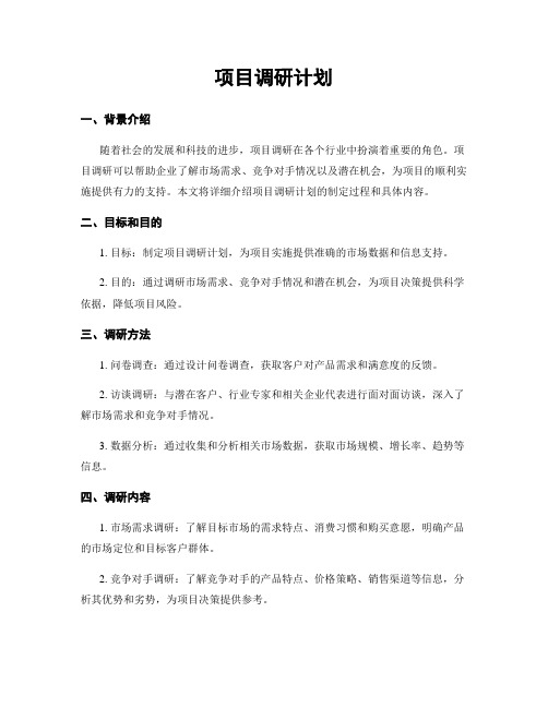 项目调研计划