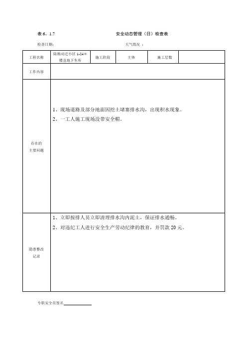 安全动态管理(日)检查表(1)【范本模板】