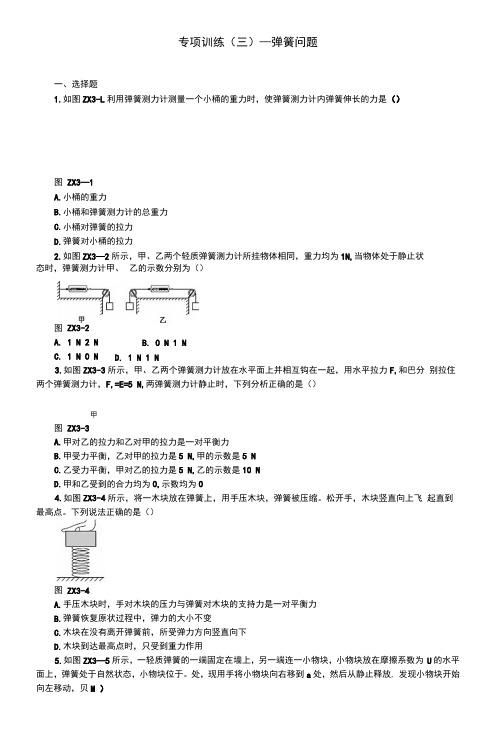 安徽省中考物理专项训练三弹簧问题(附2套中考模拟卷)