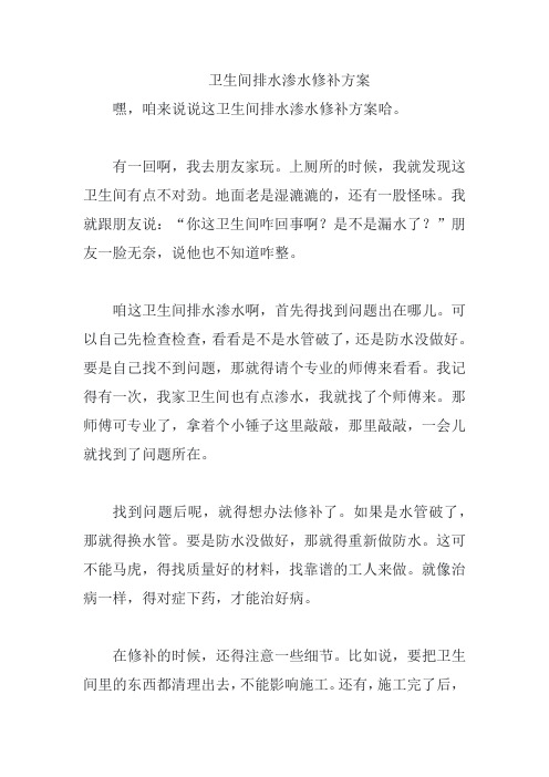 卫生间排水渗水修补方案