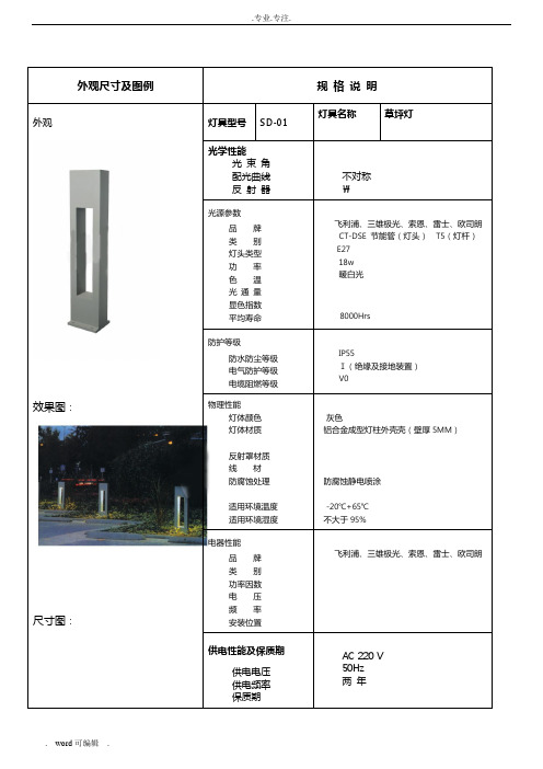 景观照明灯具技术规格标准