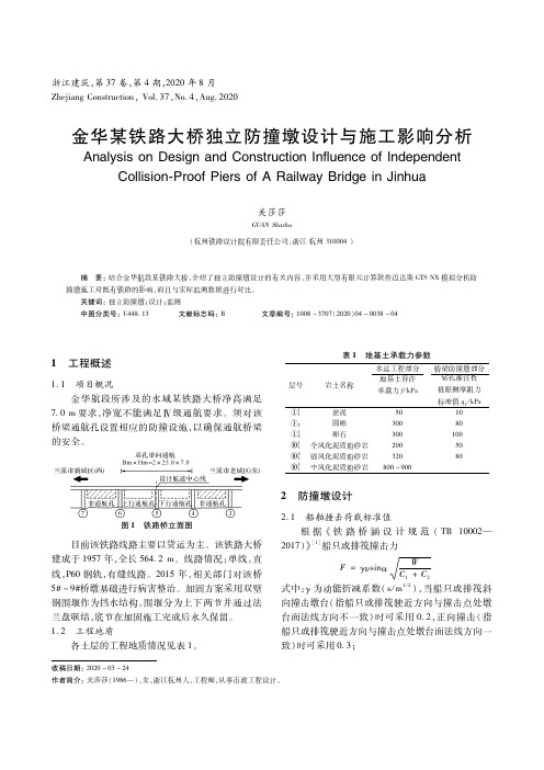 金华某铁路大桥独立防撞墩设计与施工影响分析