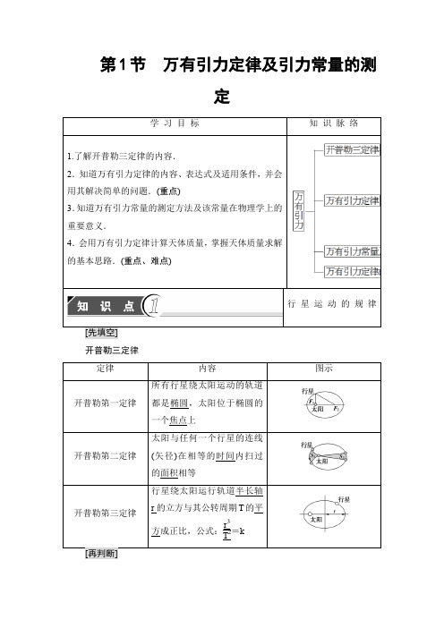 第5章 第1节 万有引力定律及引力常量的测定