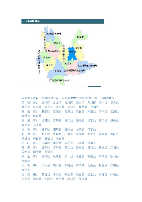 云南地图行政区域划分