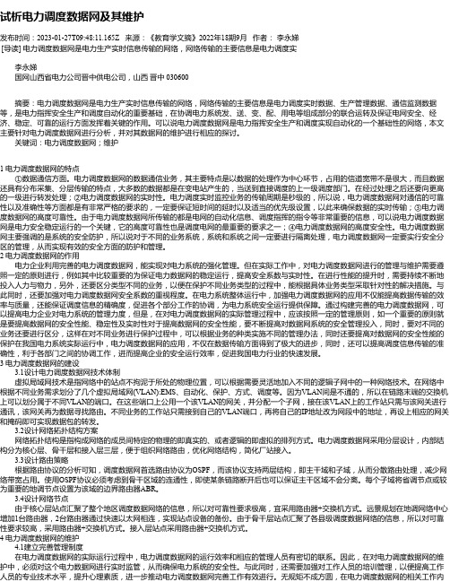 试析电力调度数据网及其维护