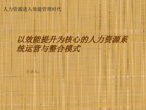 人力资源进入效能时代PPT