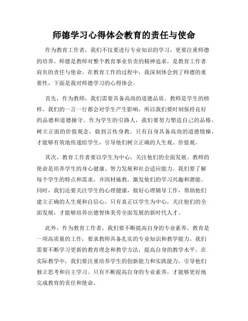 师德学习心得体会教育的责任与使命