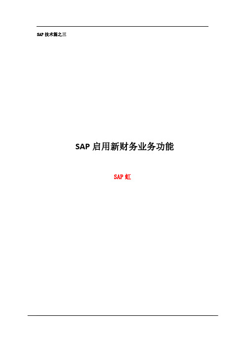 SAP技术篇之三---SAP启用新财务业务功能