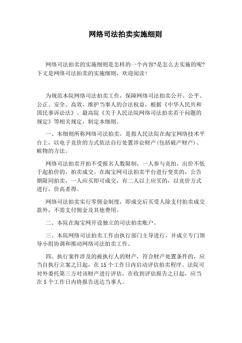 网络司法拍卖实施细则