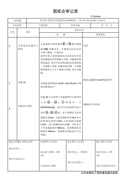 图纸会审记录-人防结构-202010