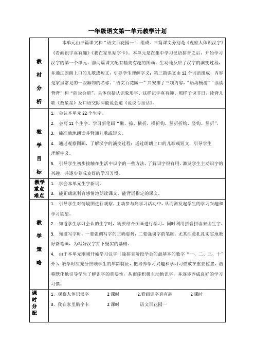 小学语文一年级上册S版2001课标版第一单元课文部分优秀教学设计