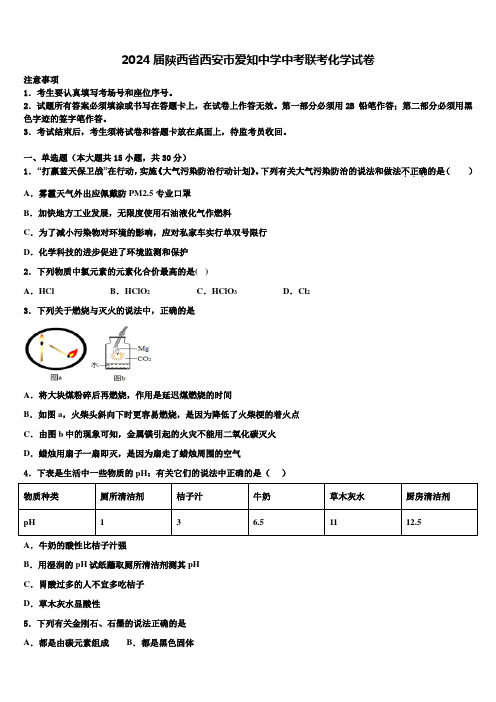 2024届陕西省西安市爱知中学中考联考化学试卷含解析