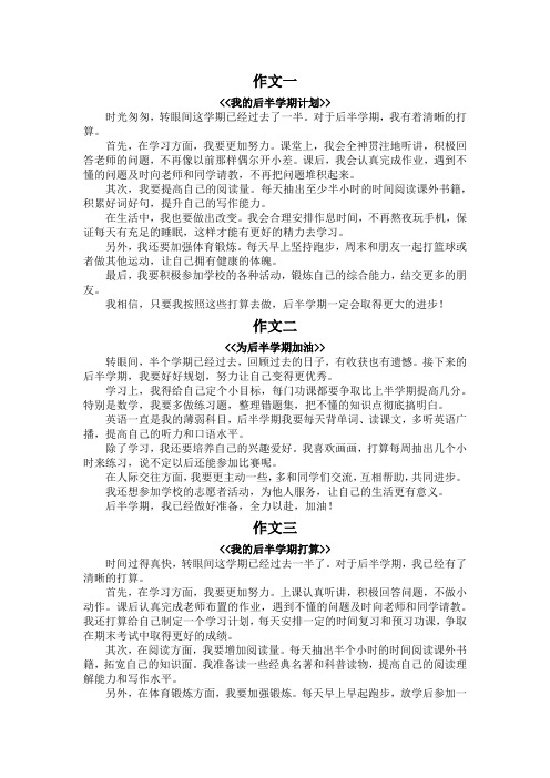 后半学期的打算400字作文