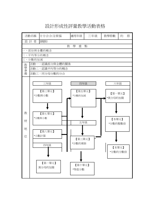 设计形成性评量教学活动表格