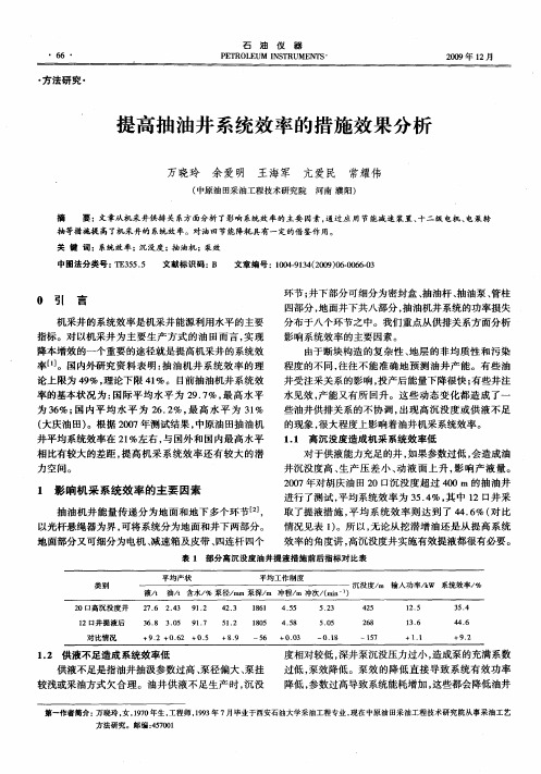 提高抽油井系统效率的措施效果分析