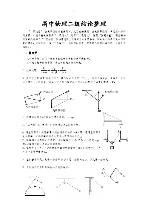 高中物理二级结论整理