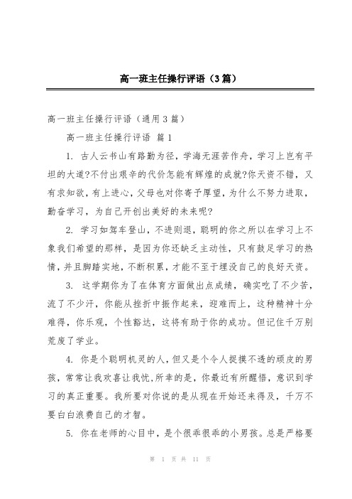 高一班主任操行评语(3篇)_1