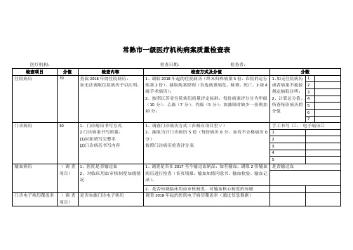 常熟市一级医疗机构(含民营医疗机构病历质量检查表格v3)