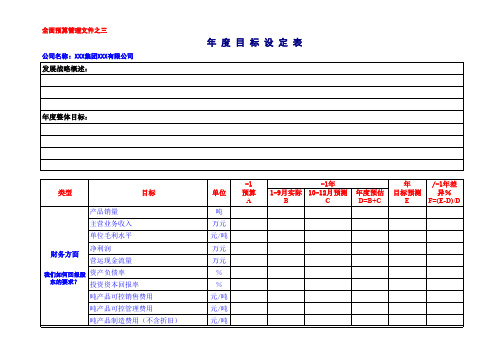 年度预算目标设定表