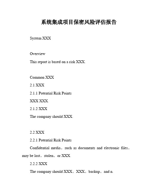 系统集成项目保密风险评估报告