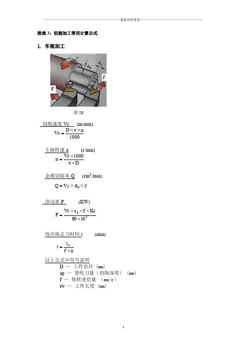 切削加工常用计算公式精编版