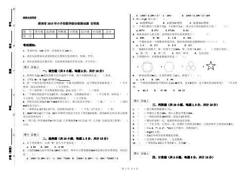 湖南省2019年小升初数学综合检测试题 含答案