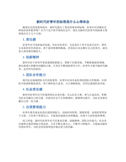 新时代好青年的标准是什么心得体会