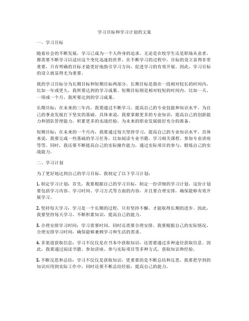 学习目标和学习计划的文案