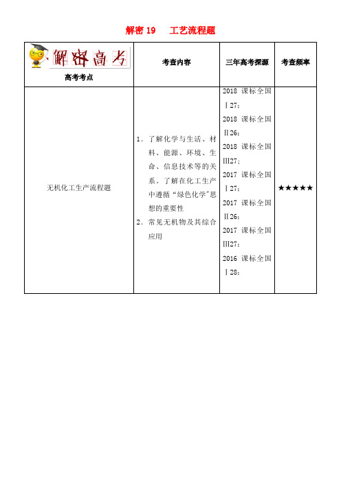 备战近年年高考化学高频考点解密19工艺流程题(含解析)(最新整理)