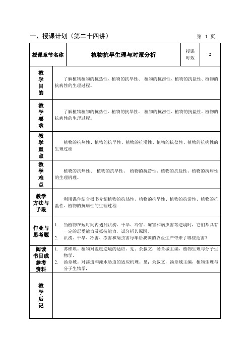 第二十四讲：植物抗旱生理及对策分析