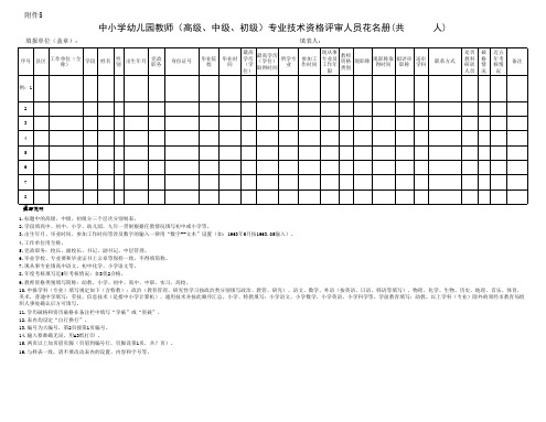 中小学幼儿园教师专业技术资格评审人员花名册