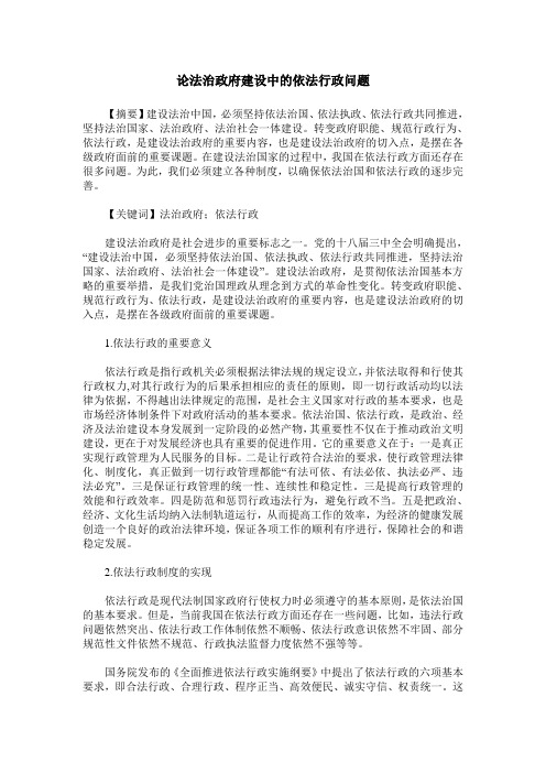 论法治政府建设中的依法行政问题