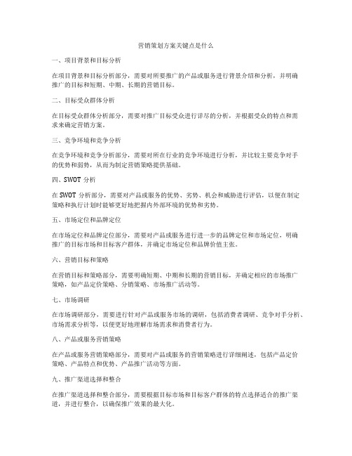 营销策划方案关键点是什么