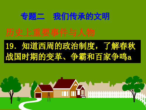 考点19.知道西周的政治制度,了解春秋战国时期的变革、争霸和百家争鸣