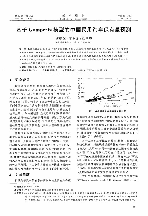 基于Gompertz模型的中国民用汽车保有量预测