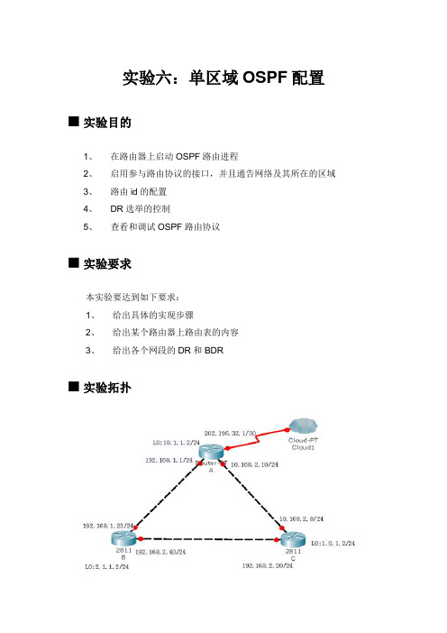 实验六：单区域OSPF配置报告