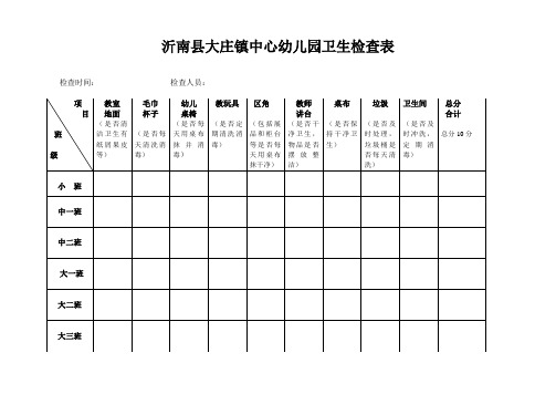 幼儿园卫生检查记录表