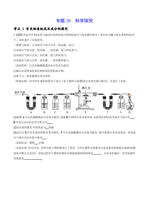 专题20 科学探究-2020年中考化学真题分专题训练(山东专版)(原卷版)