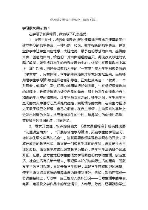 学习语文课标心得体会（精选3篇）