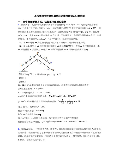 高考物理法拉第电磁感应定律习题知识归纳总结