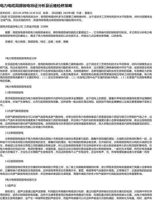 电力电缆局部放电特征分析及运维检修策略