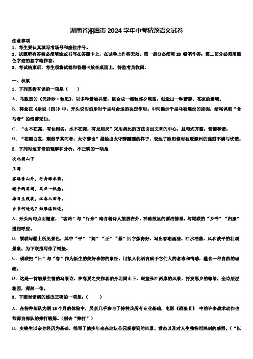 湖南省湘潭市2024学年中考猜题语文试卷含解析