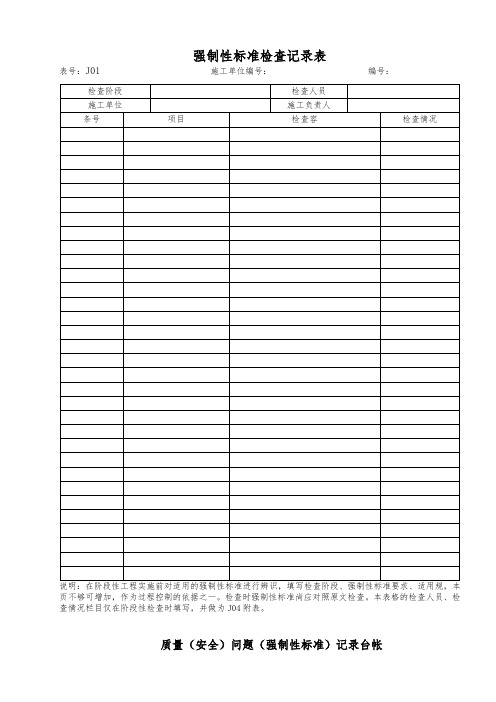 强制性条文执行表格模板