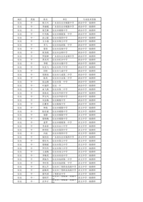 2013年信宜中学一级教师公示名单