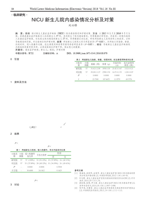 NICU新生儿院内感染情况分析及对策