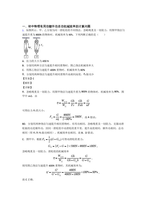 全国中考物理机械效率的计算中考真题汇总附答案