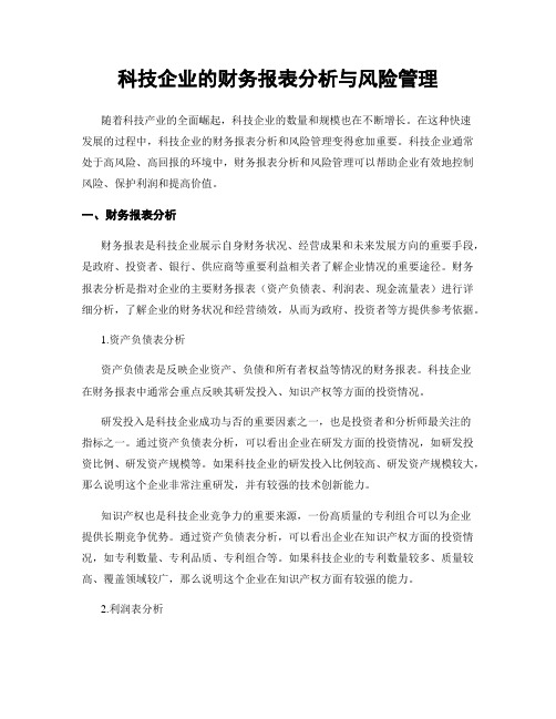 科技企业的财务报表分析与风险管理